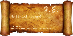 Haltrich Elemér névjegykártya